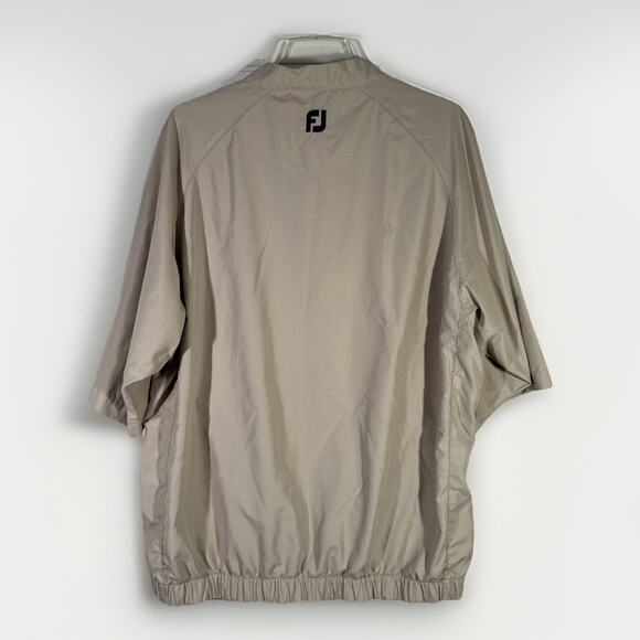 FootJoy DryJoys Men’s XL Short Sleeve Windbreaker Jacket 1/2 Button/Zip Beige - Picture 2 of 4